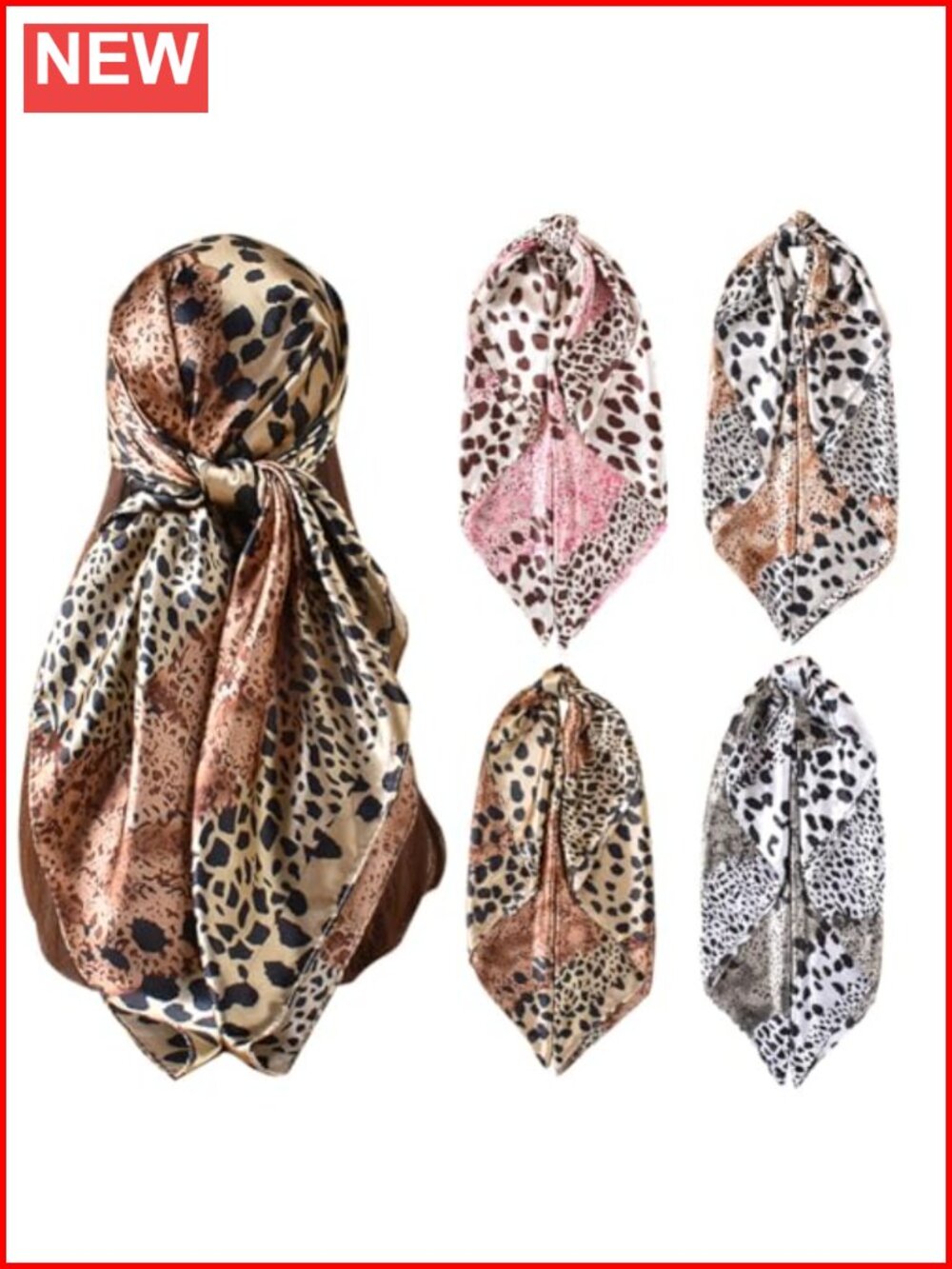 4 Pack Silk-Like Satin Head Scarves for Women Large Square 35 Inch Neck Scarf